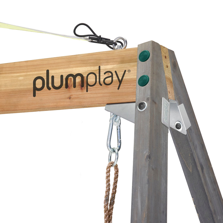 Plum Siamang Wooden Climbing Frame – Shade Sail & Adjustable Ropes (Ages 3+)