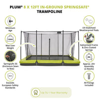 12ft x 8ft In-Ground Rectangular Trampoline