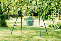 2-in-1 Metal Swing Set – Green & Orange
