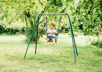 2-in-1 Metal Swing Set – Green & Orange