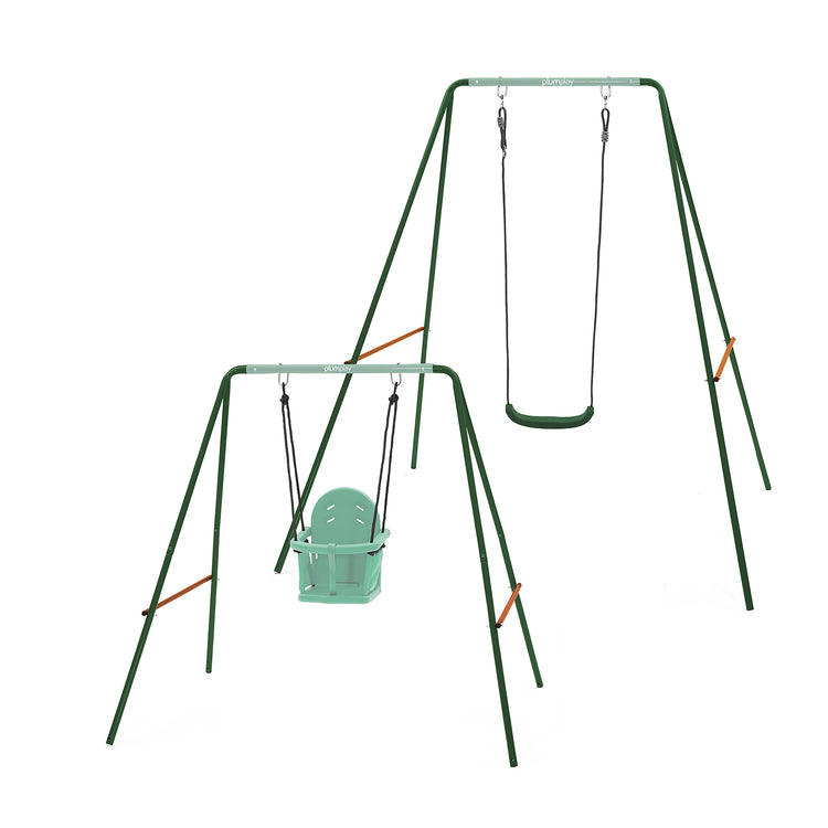 2-in-1 Metal Swing Set – Green & Orange