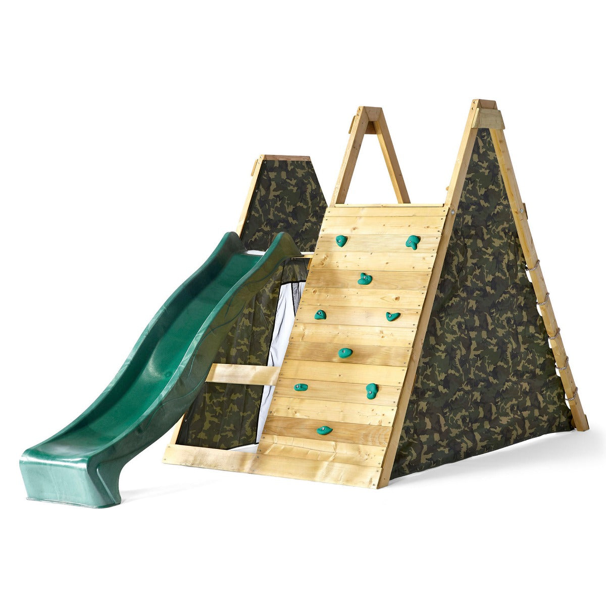 Rock climbing wall and slide on the Plum Play Kids Climbing Pyramid