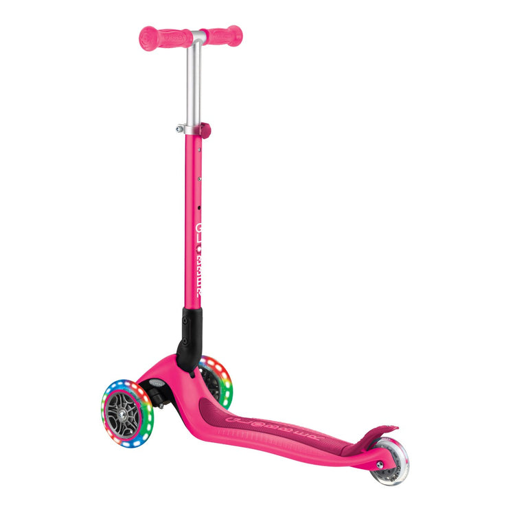 Globber Primo Foldable Scooter with Lights – Neon Pink