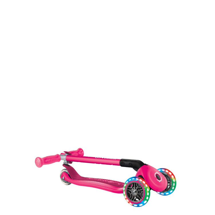 Globber Primo Foldable Scooter with Lights – Neon Pink