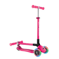 Globber Primo Foldable Scooter with Lights – Neon Pink