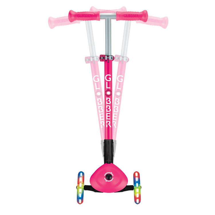 Globber Primo Foldable Scooter with Lights – Neon Pink