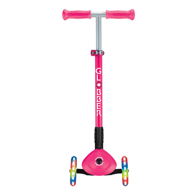 Globber Primo Foldable Scooter with Lights – Neon Pink