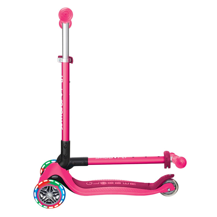 Globber Primo Foldable Scooter with Lights – Neon Pink