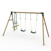 Plum Colobus Wooden Garden Swing Set - Double Swing & Glider - Green (Ages 3+)