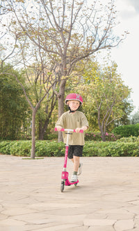 Globber Flow Foldable Junior Scooter with Lights – Pastel Pink / Fuchsia