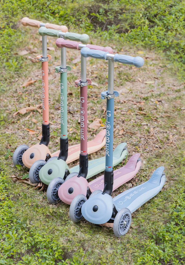 Globber Primo Foldable Scooter with Lights – Berry (EcoLogic Edition)