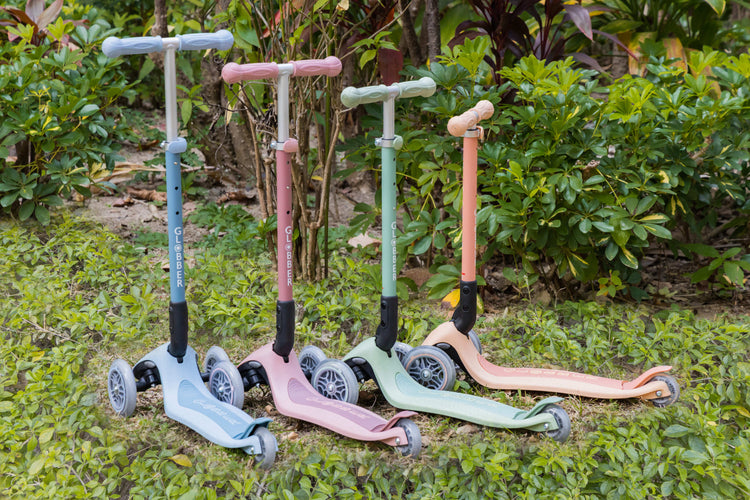 Globber Primo Foldable Scooter with Lights – Berry (EcoLogic Edition)