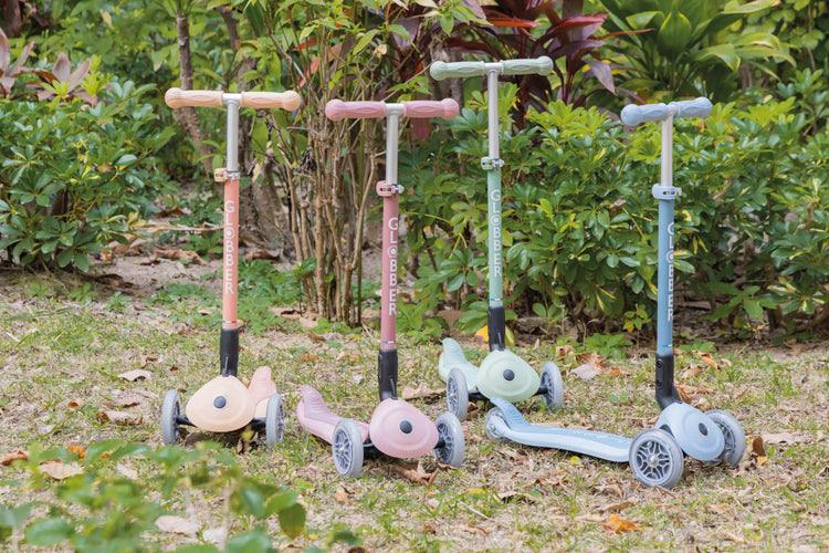 Globber Primo Foldable Scooter with Lights – Berry (EcoLogic Edition)