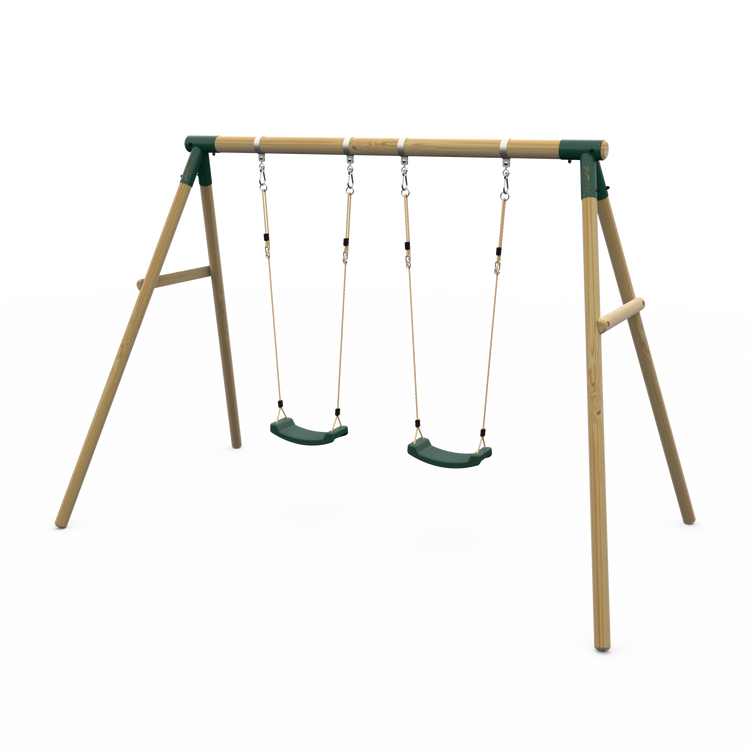 Plum Marmoset Wooden Swing Set – Double Swings for Shared Play (Ages 3+)
