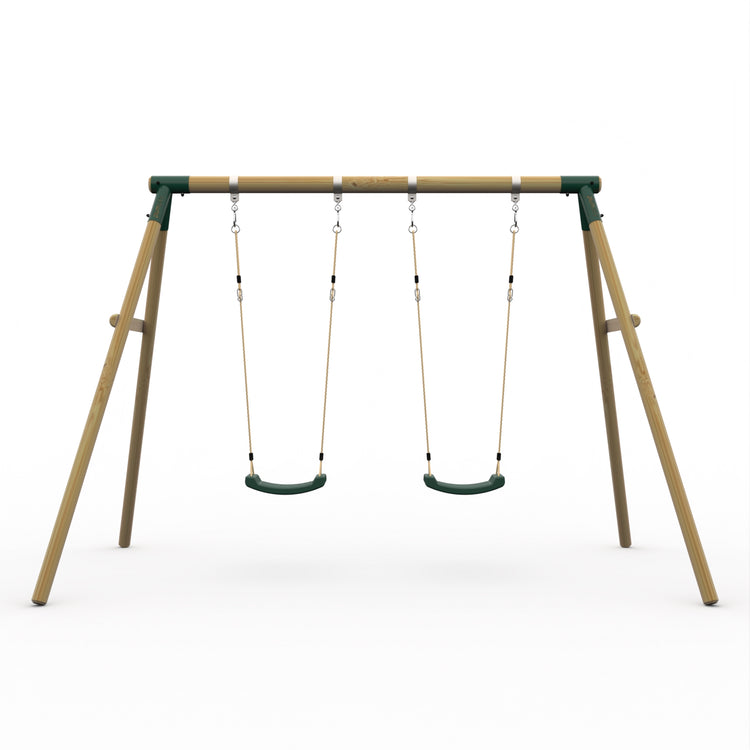 Plum Marmoset Wooden Swing Set – Double Swings for Shared Play (Ages 3+)