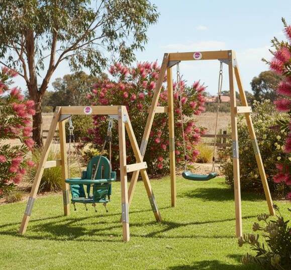 2-in-1 Wooden Swing Set