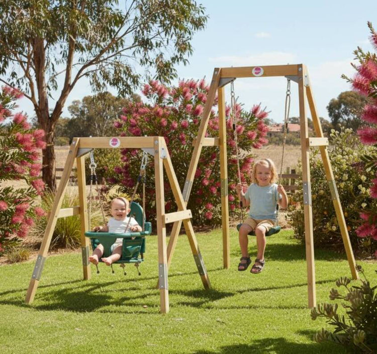 2-in-1 Wooden Swing Set