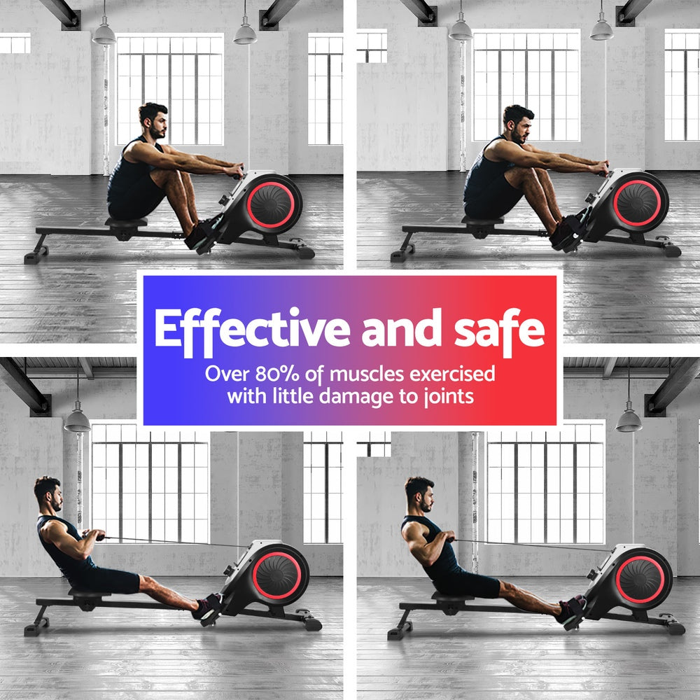 Everfit Rowing Machine 16 Levels Foldable Magnetic Rower Gym Cardio Wo ...