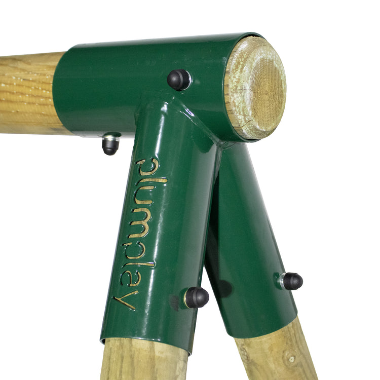 Plum Colobus Wooden Garden Swing Set - Double Swing & Glider - Green (Ages 3+)