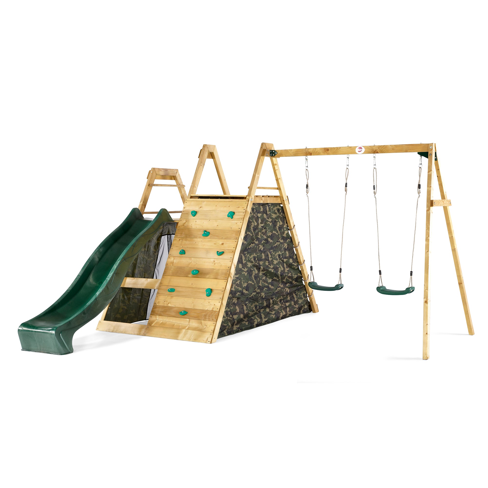 Plum Wooden Jungle Gym Climbing Pyramid with Slide Kids Outdoor