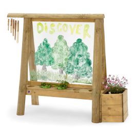 Plumplay Kids Toddlers Wooden Outdoor Painting Easel w/Paints